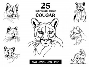Cougar Line Art: Minimalist Puma SVG Clipart (digital Download) - Etsy