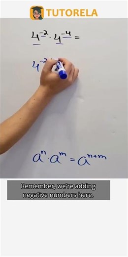 Simplify Negative Exponents: 4^-2 × 4^-4 #Math #ExponentsRules #MultiplicationOfPowers