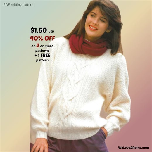 Vintage Knit Sweater Pattern PDF – Easy Retro Pullover for Women, Cozy Winter Knitwear - Etsy