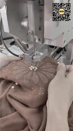 How Pearl Beads Are Attached to Fabric Using a Precision Machine #youtubeshorts #9work