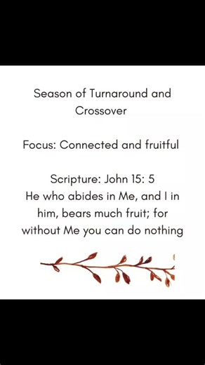 It's time for alignment to help us fulfil the assignment; connection brings fruitfulness. John 15:5