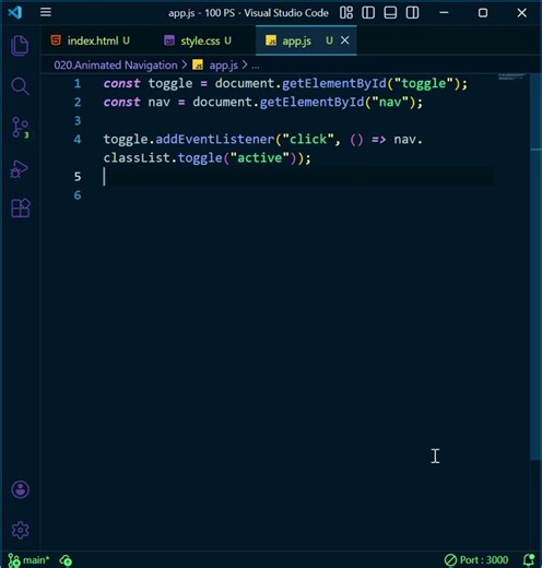 Animated Navigation Bar using HTML, CSS, JS #ActiveNavigation#AnimatedNavbar