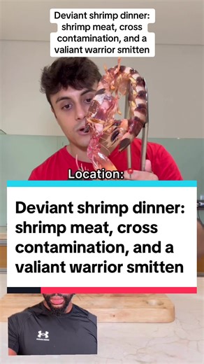 Deviant shrimp dinner: shrimp meat, cross contamination, and a valiant warrior smitten #marco #foodtiktok #foodreview #foodvideos #foodcontent