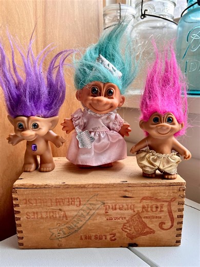 Vintage Trolls Dolls Dolls Set of 3 Toy Blue Pink Purple Troll Hair Russ 1990s Collectible Kids Toys - Etsy