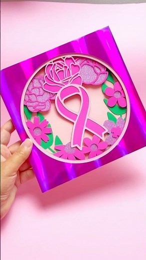 Breast Cancer Awareness Shadow Box 💖 Cricut Paper Craft Tutorial | Pink Ribbon DIY Decor #cricut