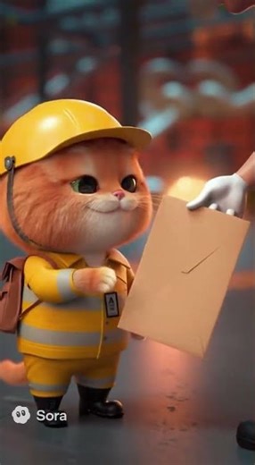 orange poor cat working in a factory 🏭 #orangecat#moto#cats