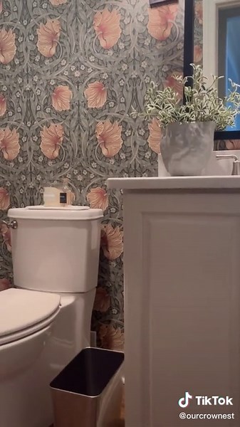 Powder Room Makeover with Morris & Co. Wallpaper | DIY Project