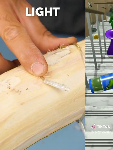 Beautiful handmade lamp from tree trunk 🌳 #crafts #handmade #design #art #diy #creative #love #homedecor #handcrafted #artist #diycraft #papercraft #artandcraft #lamp #trending