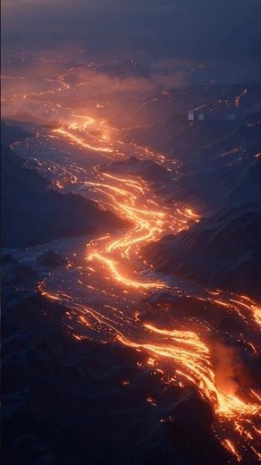 Terrifying Yet Beautiful Lava River at Nightfall | Ultra-Realistic Mountain Volcano Documentary