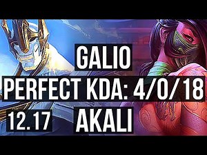 GALIO vs AKALI (MID) | 4/0/18, 1200+ games, 1.6M mastery | EUW Master | 12.17