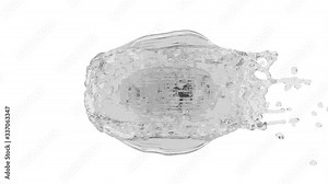 Ballistic gel. Golden bullet flies through a transparent gelatin block on a white background.