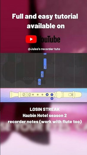 Losin’ streak - Hazbin Hotel recorder tutorial #hazbinhotel #flute #flautadulce #recorder
