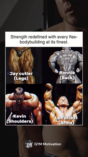 These legends have redefined strength in every way—each muscle tells a story of relentless dedication. 💪 From Jay Cutler’s legendary legs to Ronnie Coleman’s back, Kevin Levrone’s shoulders, and Lee Priest’s arms—true bodybuilding at its finest. Strive for greatness, and let every flex be a reminder of the work behind it. 🏆 #BodybuildingLegends #Strength #MuscleGoals #NeverStop | GYM Motivation