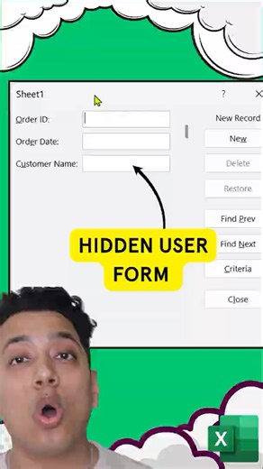 😎 HIDDEN User Form in Excel - ONE Keyboard Shortcut, No VBA Code