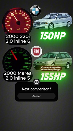BMW E46 320i vs Fiat Marea 2.0i acceleration #bmw #fiat #automobile #carcomparison #acceleration