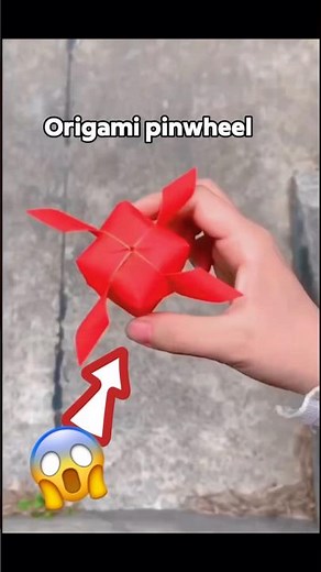 Instructions for making an ORIGAMI PINWHEEL PIN 📍 #origami #shorts
