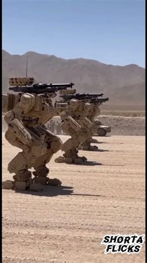 Robot Soldiers Fire Real Guns in Desert Test! #ai #military #mech