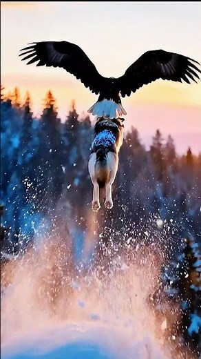 Golden Eagle Attacks Wolf and Lifts It Into the Sky! #wildlife #shorts #ai