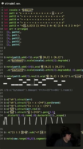 Day 15 of Musical Sketches in #strudel #creativecoding #generativemusic #algorave #javascript