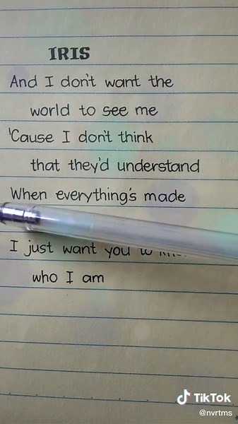 Iris Song Lyrics Handwriting Video