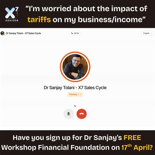 3.5K views · 30 reactions | When your client tells you “I’m worries about the impact of tariffs on my business/income”, how can you reply? Want to see how it works in action? Join us at Financial Foundation 2025 and get access to live demos. learn.sanjaytolani.com/ff2025register (LINK IN BIO) #AdvisorX7 #FinancialFoundation2025 #HNWClients #EstatePlanning #BigCaseCloser #SalesTraining #FinancialAdvisor #ClientObjection | Dr. Sanjay Tolani - Financial Advisor & Coach | Facebook