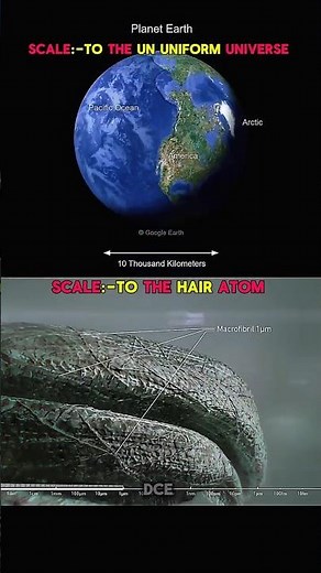 Scale: Earth to Universe vs Hair to Atom 🌍⚛️🌌 | #shorts#universe #hair