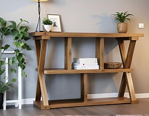 DIY X-base Entryway Table With Shelves Build Plan (pdf) - Etsy