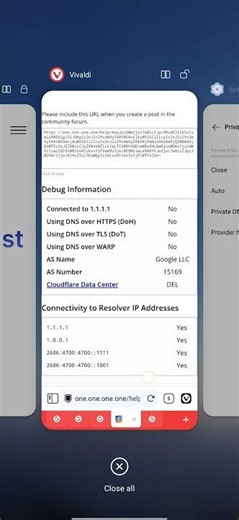 Changing DNSin android to cloudfare and checking