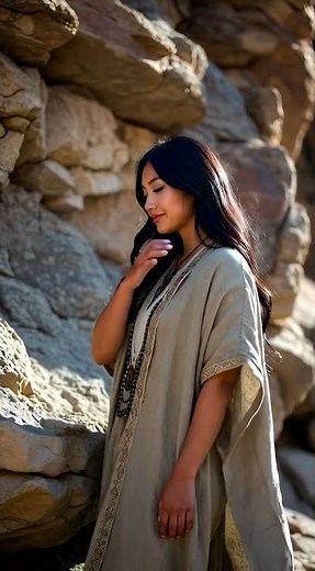 Beautiful young Native American woman in traditional attire, cultural heritage portrait #indigenous