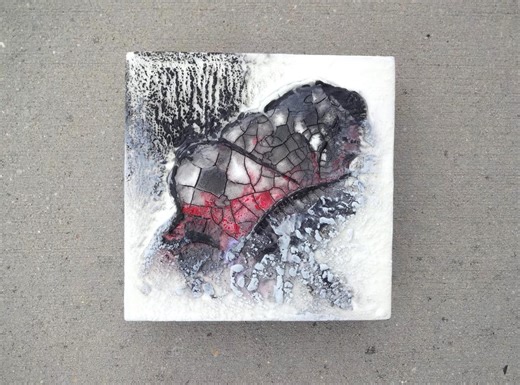 Textured Encaustic Art, Original Wax Painting, 6x6 Small Wall Decor - Etsy