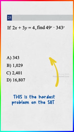 Future Admit | Digital SAT Test Prep on Instagram: "The hardest SAT question you'll see in 2026 Comment or DM “1600” for 10 proven SAT strategies to maximize your score 🧪 #satprep #digitalsat #digitalsathacks#satmath #satreading #sattestprep #highschoolparents #psatprep #psat #collegeadmissions"