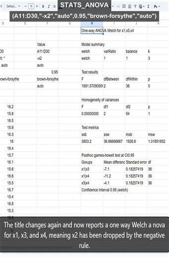 STATS_ANOVA: Exclude one group with colFilter in Sheets
