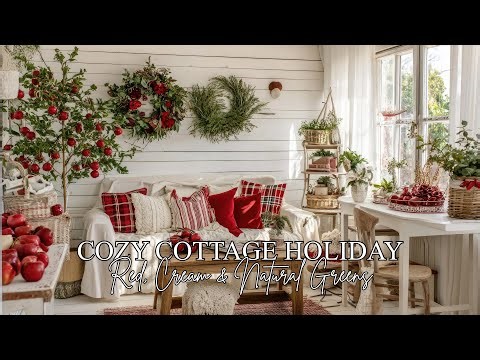 Cozy Cottagecore Christmas Home Tour | Red & Cream Vintage Holiday Style
