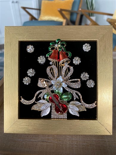 Lovely Mimi Jewelry Art Christmas Tree Framed 5”x5” - Etsy