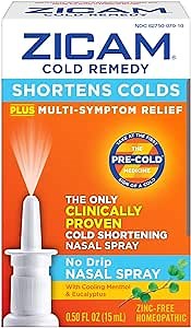 Zicam Cold Remedy No-Drip Nasal Spray with Cooling Menthol & Eucalyptus, 0.5 Fl Oz (Pack of 2)
