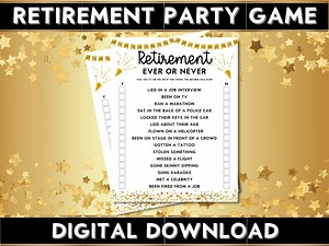 Printable Retirement Party Ever or Never Game, Work Party for Retiree, Coworker, Family - Etsy