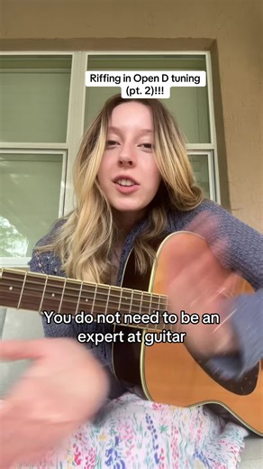 Part 2! Riffing in Open D tuning on acoustic guitar ~ beginner quick tutorial #tutorial #guitar #lesson #guitarsolo #beginner