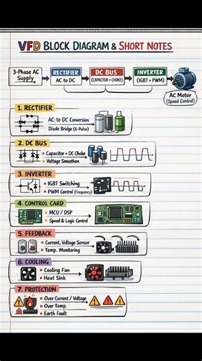 VFD Block Diagram #electrician #industrialelectrician #vfd