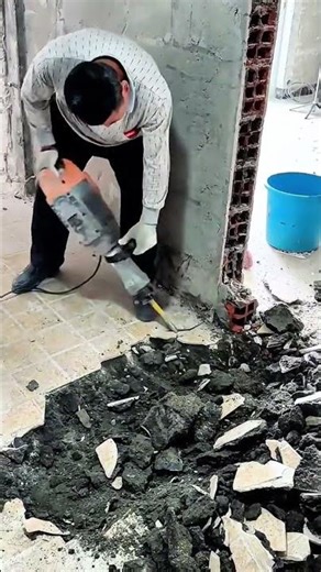 Demolition of Concrete Floors Using Jack Hammer Machines #shorts