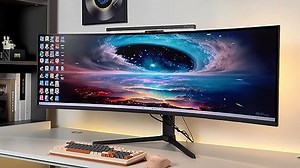 CRUA 49" Curved Gaming Monitor | DQHD (5120 * 1440), 120Hz, 1500R, 32:9, AMD FreeSync, 120% sRGB,Ultra-Wide-Screen-Monitor, HDMI 2.1 und DP 1.4, Wandmontage – Schwarz