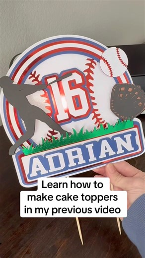Baseball theme birthday party DIY cake topper!🎂Cricut Design Space tutorial in my previous videos!