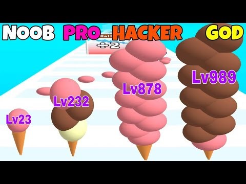 Wow Amazing Gameplay🔑🎮 NOOB VS PRO VS HACKER VS GOD in Ice-Cream Rush