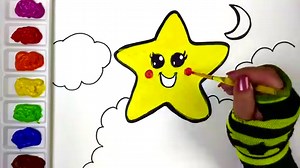 Coloring Happy Star Coloring Book, Drawing a Star for Kids