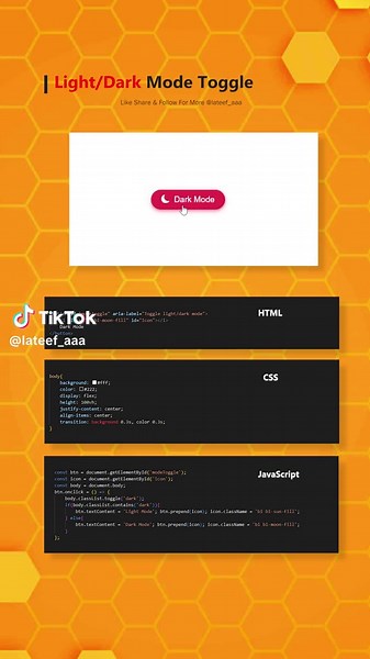 LIght/Dark Mode Toggle CSS ✨ #trending #coding #htmlcss #webdesign #cssanimation #reels