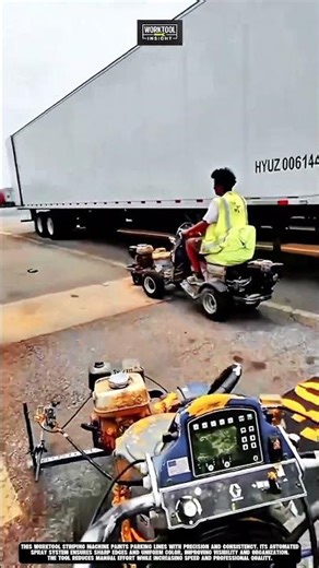 Painting parking lines using Worktool striping machine