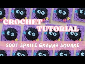 How to crochet a soot sprite granny square
