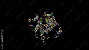 looped 3d animation.octahedron. dispersion of glass. spherical waves of the molecular structure of matter. scientific background