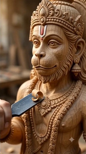 I Carved a Giant Wooden Bajrangbali Statue by Hand | Incredible Wood Carving Art 😱🪵 | Murti Making