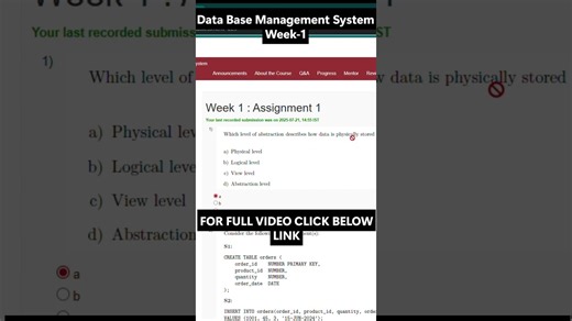 NPTEL Database Management System | Week 1 Assignment Answers | DBMS | IIT Kharagpur | NOC25-CS145