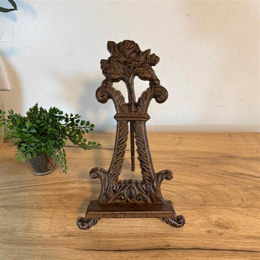 Vintage Cast Iron Easel | Ornate Rose Display Stand | Victorian Style Book Holder | Antique Style Wall Decor Accent - Etsy